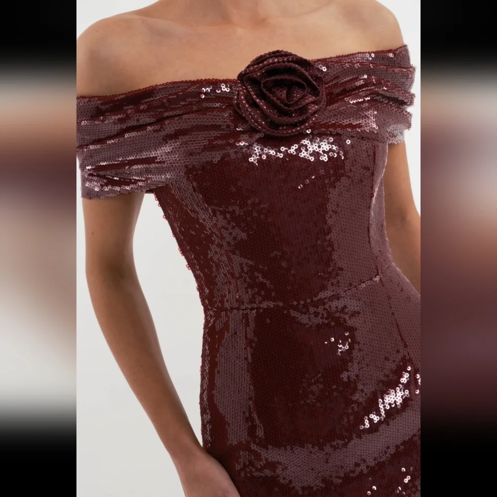 Rebecca Vallance X Nicky Hilton 4 Burgundy Sequin Mini Dress Celebrity formal